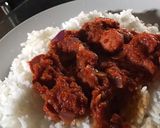 A picture of step 3 of Basmati rice and sausage sauce.