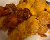 A picture of step 1 of Hot dog tater tot casserole.