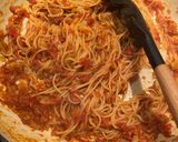 A picture of step 4 of Mediterranean shrimp pasta.