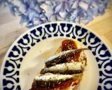 A picture of step 4 of Deconstructed San Juan Celebration Toast — Toast with Slow-Roasted Cherry Tomatoes and Sardines.