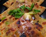A picture of step 4 of Shimla Mirch paratha.