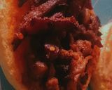 A picture of step 4 of Karachi's special hunter beef burger.
