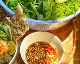 A picture of step 7 of Mi Quang with Shrimp, Pork, Ribs, and Eggs.