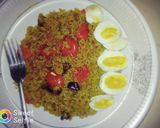 A picture of step 2 of Indomie with boiled egg.