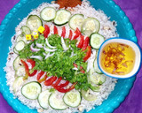 A picture of step 4 of Rice and beans with salad.