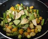 A picture of step 3 of Mixed vegetable with Malabar spinach.