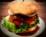 A picture of step 9 of Mike's Double Decker Sweet Hawaiian Swiss Burgers.