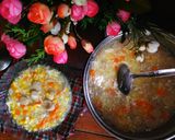 Foto langkah ke 7 dari resep Sup Ayam Jagung Warna Warni.