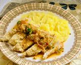 A picture of step 9 of Juicy chicken breast with mushroom butter sauce and mashed potatoes.