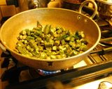 A picture of step 3 of Rice with Bhindi (Okra)  Stir fry.