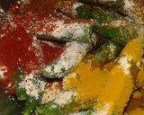 A picture of step 3 of Achari Bhindi.