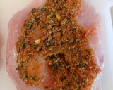 A picture of step 2 of Sicilian pesto stuffed chicken.