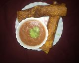A picture of step 3 of Onion cheela with tomato chutney and Masala Chaas.