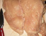 A picture of step 1 of Cheesy Parmesan Chicken (fried).