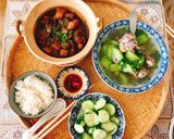 Hình bước làm 3 của món Thịt kho tiêu “ canh xương heo nấu bí đao “