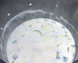 A picture of step 6 of Coosa b’laban (zucchini and yogurt).