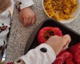 A picture of step 4 of Bajoques Farcides Agres (Stuffed Peppers with Rice and Sausage).