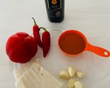 A picture of step 1 of Canary Island red mojo sauce.