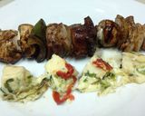 Foto del paso 5 de la receta: Brocheta de carne y pollo con queso botanero