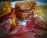 Foto del paso 4 de la receta: Mini sándwiches de torrijas rellenas con jamón serrano