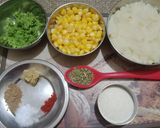 A picture of step 1 of Corn pea frankie.