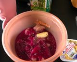 Foto langkah ke 11 dari resep Mpasi 6month bubur beras merah saus naga with ub + chia seed.