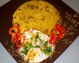 A picture of step 4 of Stir fried rice with minced meat and sunny side up egg.