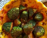 A picture of step 11 of Bharwa karela.