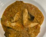 A picture of step 5 of Red lentil chicken curry with aubergine and home-made naan bread for Jamo.