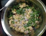 A picture of step 4 of Dhokla churma Kadhi.