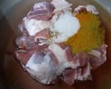 A picture of step 1 of Gobhi Aaloo Gosht.