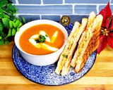 A picture of step 7 of Restaurant Style Classic Tomato Soup and Grilled Cheese Sandwich.