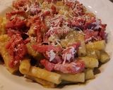 Foto del passaggio 6 della ricetta Ziti spezzati alla crema d'orto e pancetta tesa