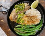 A picture of step 11 of Tilapia with Scallion Sriracha Pesto.