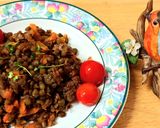 A picture of step 5 of Green lentils with stewed beef, in a multi cooker.
