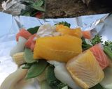A picture of step 2 of Salmon Bonfire parcels.