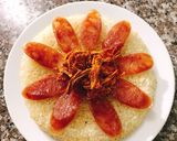 Hình bước làm 3 của món Xôi chiên mỡ gà mix lạp xưởng bò khô