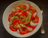 A picture of step 4 of White Wine Vinegar on Tomato Salad.