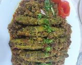 A picture of step 5 of Bitter gourd Staffing Mutton mince.