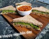 A picture of step 1 of Tricolor tawa sandwich sandwich.