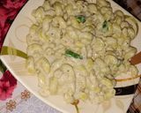 A picture of step 16 of Koila chicken with white pasta.