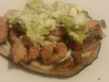 Tacos de Berenjena con camarones y guacamole