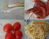 Foto del paso 1 de la receta Tagliatelle con gambas y refrito de ajos tiernos con guindillas