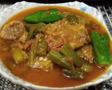 A picture of step 4 of Bhindi gosht.