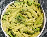 A picture of step 5 of Creamy Pesto pasta baked with broccoli.