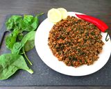 A picture of step 5 of Qeema Palak (spinach and mince).