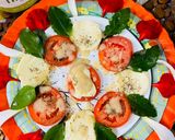 A picture of step 3 of Caprese 🥗 salad cheese and tomato,bite and easy to make,appetiser,this is an Italian Salad.