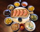 A picture of step 6 of California Farm made Sour Cream, Cold Smoked Salmon and Potato Poffertjes.