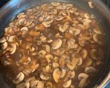 A picture of step 3 of Chicken Marsala: with mashed potatoes and garlic green beans.