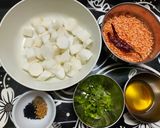 A picture of step 1 of Masoor Dal with Radish.